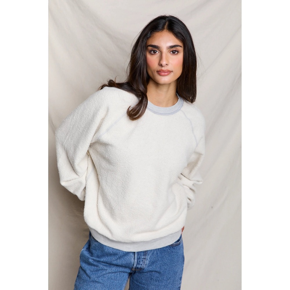 PerfectWhiteTee Ziggy Terry Sweatshirt Grey 100% Cotton Minimalist Womens Large